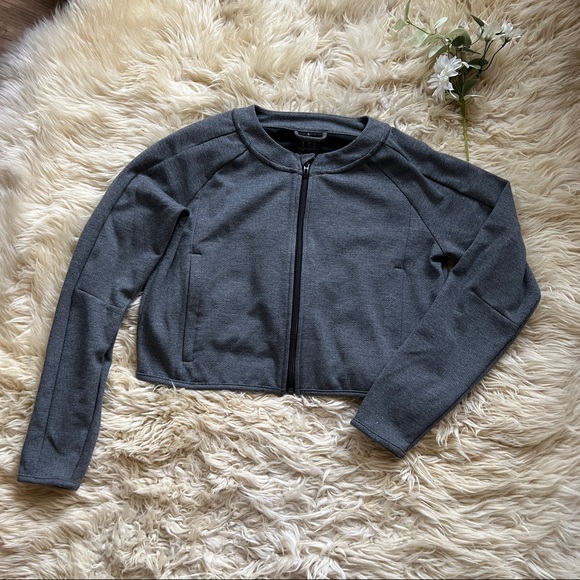 Adidas Climalite Pin Dot Heathered Gray Cropped Jacket - Picture 1 of 6